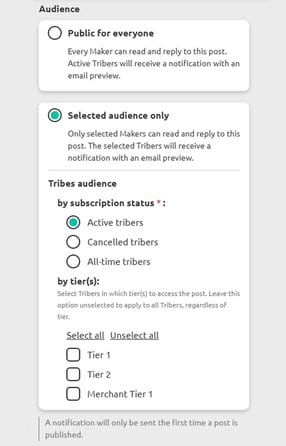 Post Visabilitysettings
