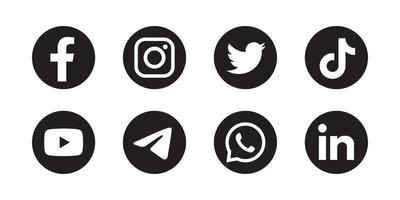 set-of-social-media-icon-in-round-bakground-free-vector